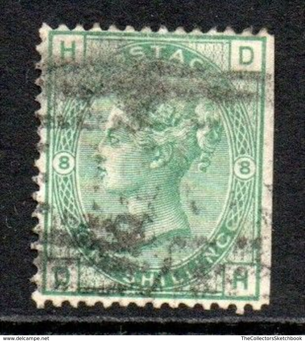 GB Victoria Surface Printed One Shilling Green Heavy Used Plate 8 - Unclassified