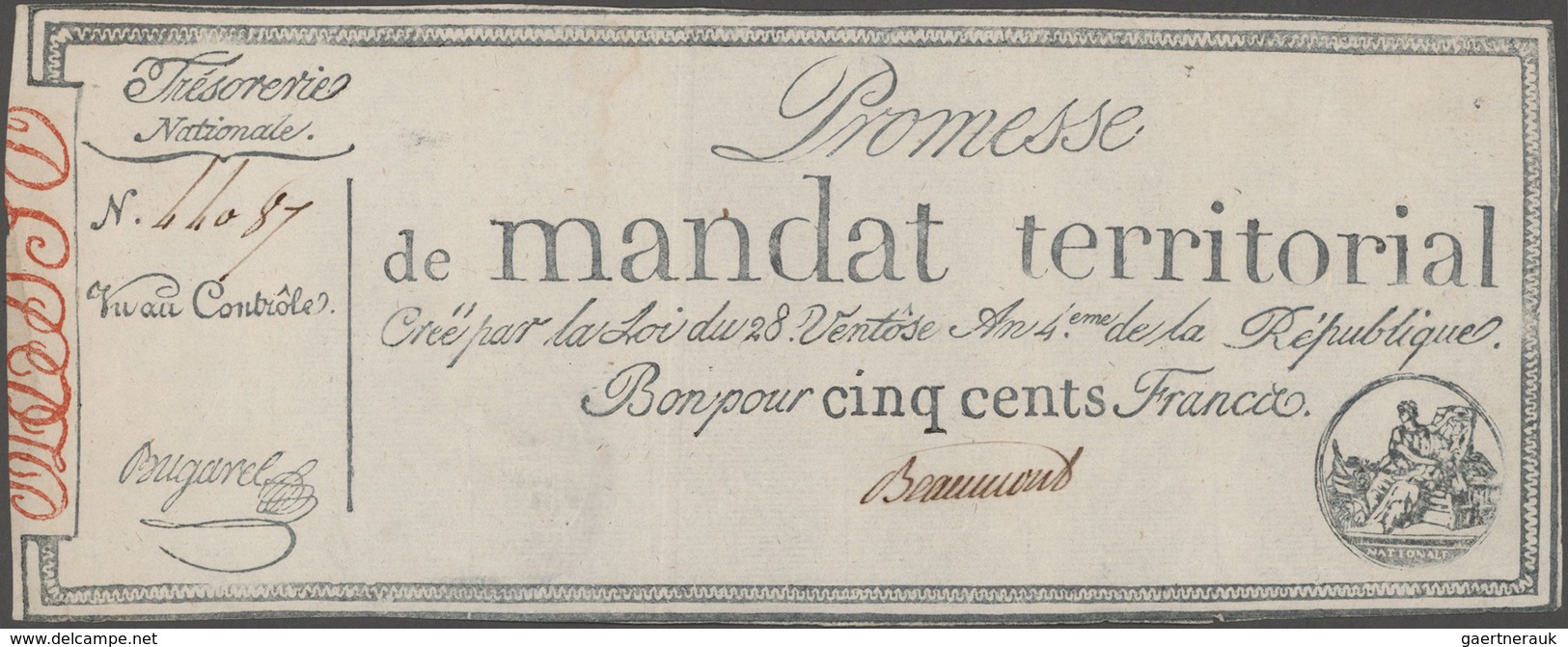 France / Frankreich: Trésorerie Nationale, Promesse De Mandat Territorial Pair Of The 500 Francs Ass - 1955-1959 Overprinted With ''Nouveaux Francs''