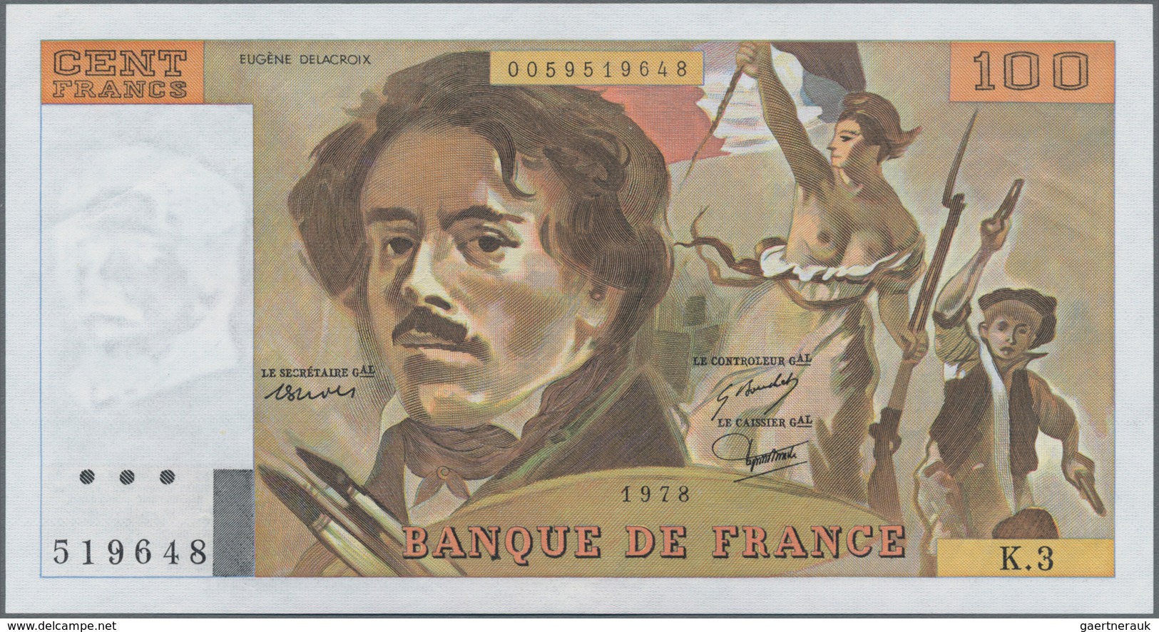 France / Frankreich: Banque De France 100 Francs 1978 "Ferdinand-Victor-Eugène Delacroix", P.153 (Fa - 1955-1959 Overprinted With ''Nouveaux Francs''