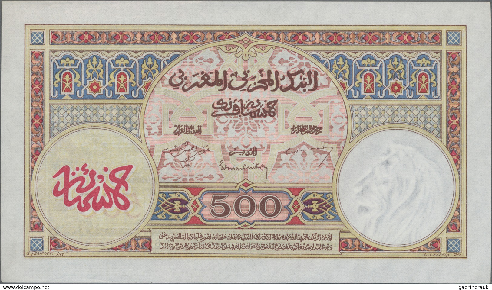 Morocco / Marokko: Banque D'État Du Maroc 500 Francs 1948, P.15b, Almost Perfect Condition With A Fe - Morocco