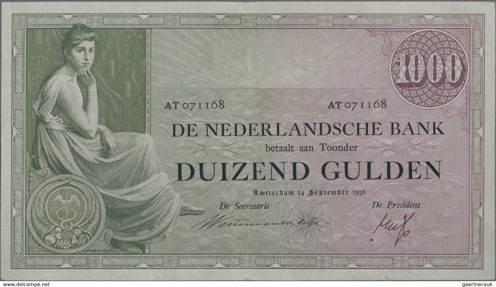 Netherlands / Niederlande: De Nederlandsche Bank 1000 Gulden 1938, P.48, Great Condition Especially - Altri & Non Classificati