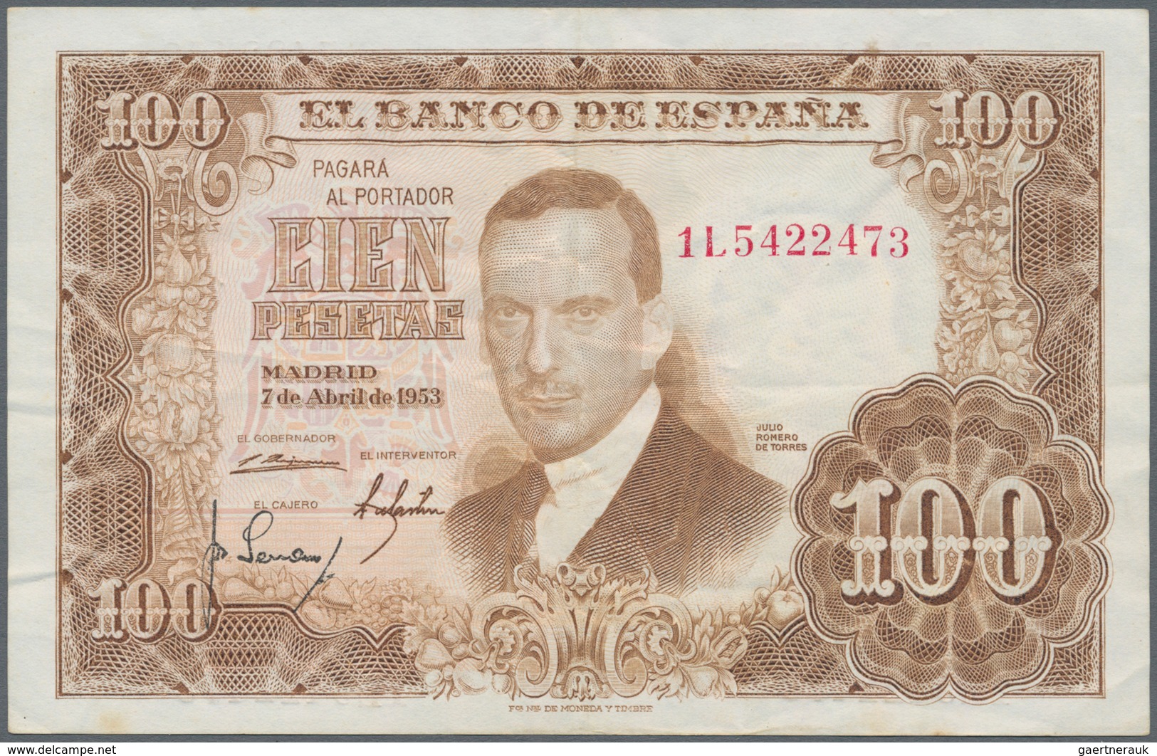 Spain / Spanien: Banco de España: Set of 7 different banknotes containing 1 Peseta 1951 P. 139a (UNC