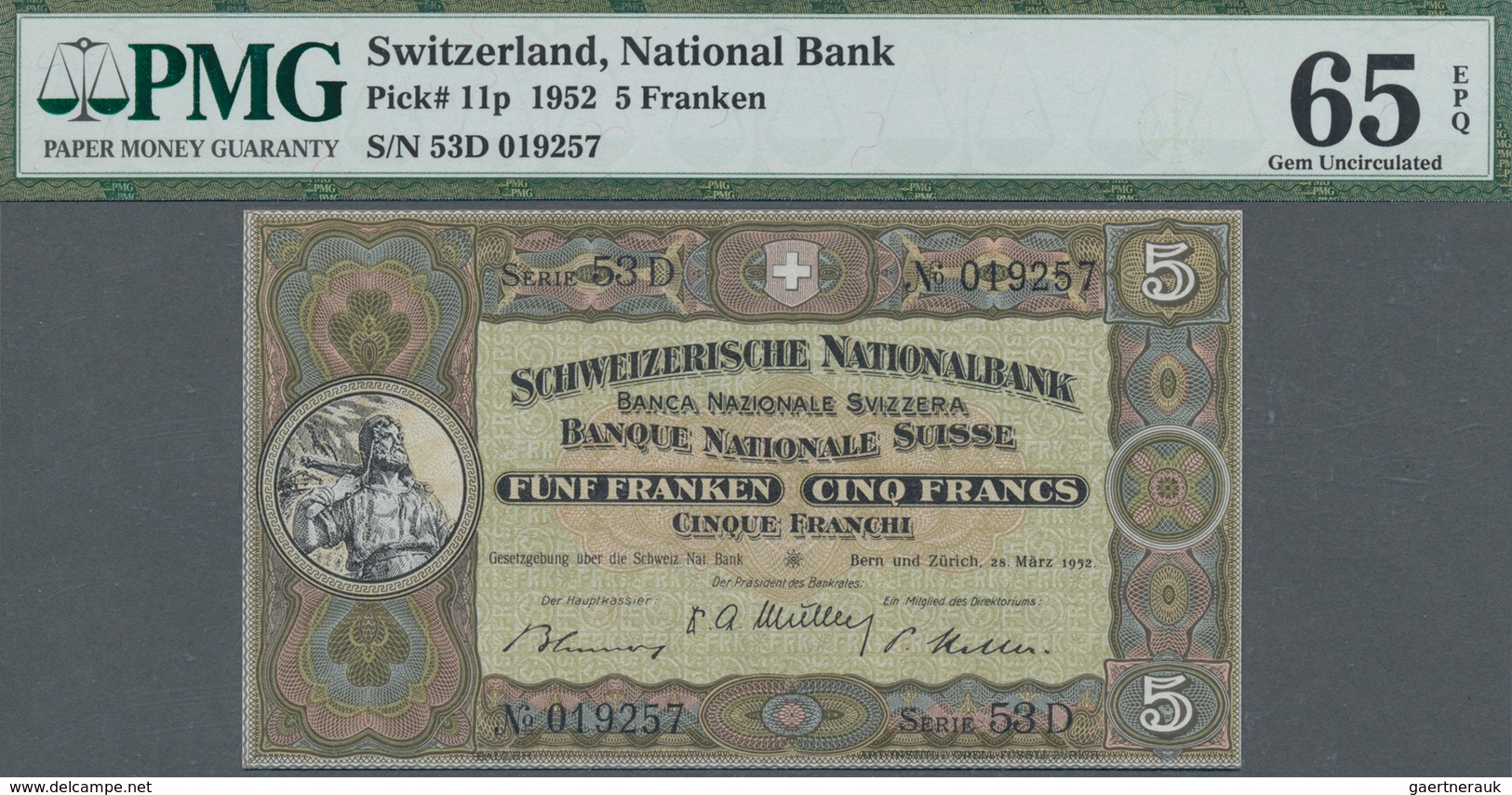 Switzerland / Schweiz: Schweizerische Nationalbank Set With 4 Banknotes 5 Franken 1952, P.11p, All P - Suisse