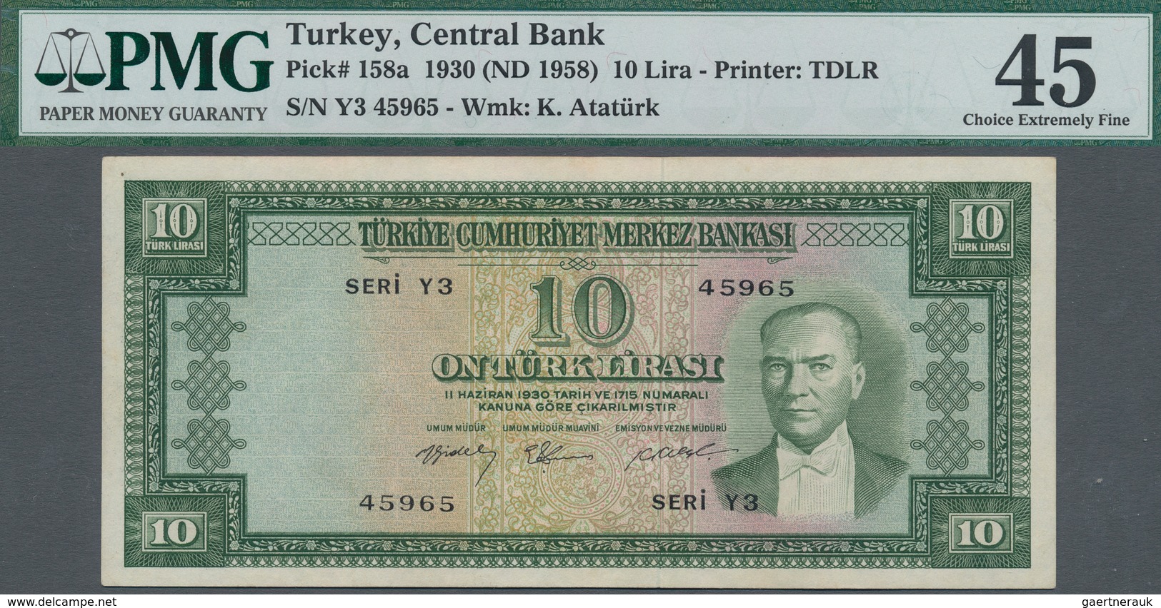 Turkey / Türkei: 10 Lira L.1930 (1958) "Atatürk" - 5th Issue, P.158a, Great Original Shape With Tiny - Türkei