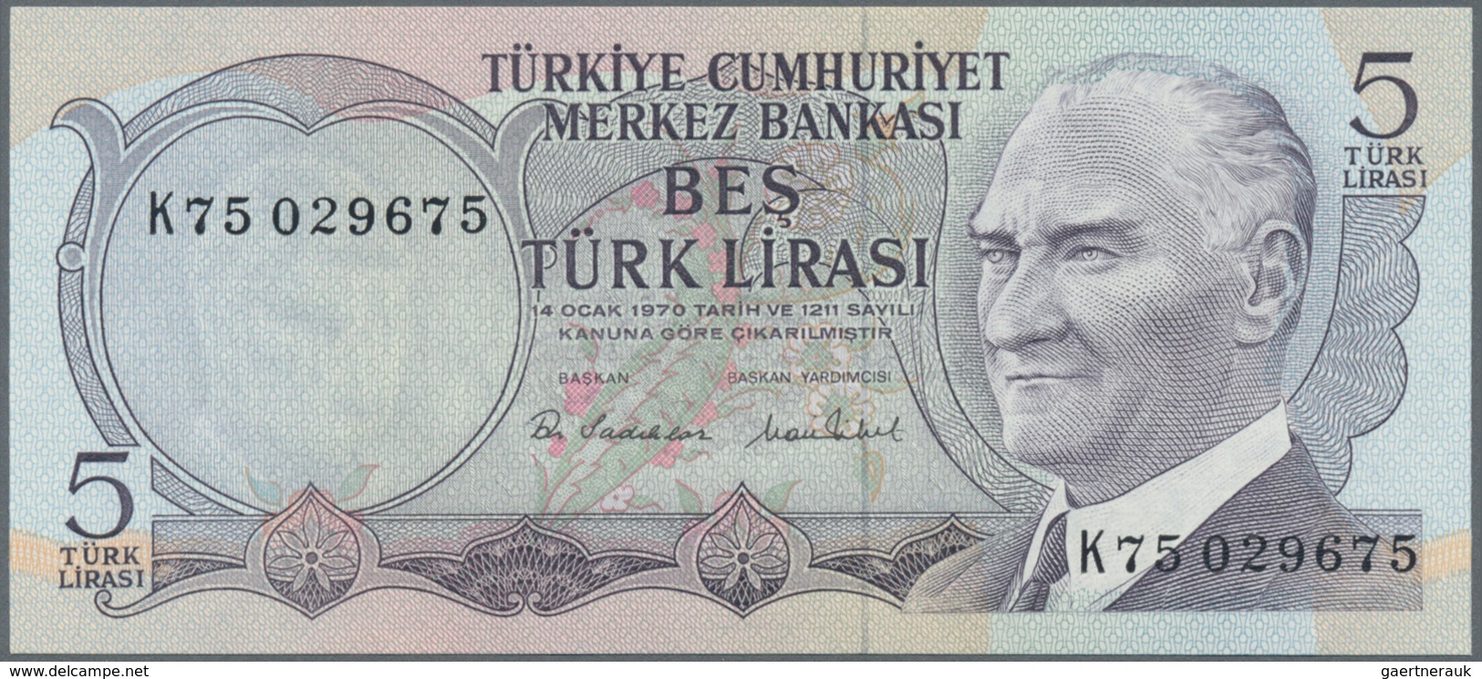 Turkey / Türkei: Set With 6 Banknotes 5, 2x 1000, 5000, 10.000 And 20.000 Lira P.185, 196, 197, 199, - Turkije