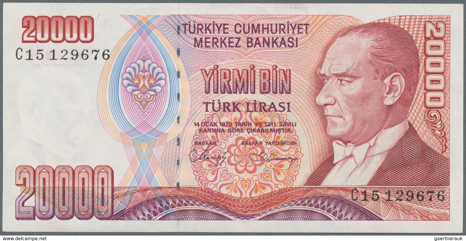 Turkey / Türkei: Set With 6 Banknotes 5, 2x 1000, 5000, 10.000 And 20.000 Lira P.185, 196, 197, 199, - Turkije