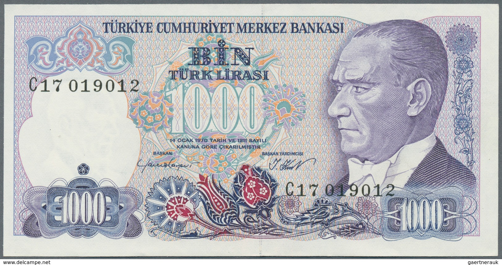 Turkey / Türkei: Set with 6 banknotes 5, 2x 1000, 5000, 10.000 and 20.000 Lira P.185, 196, 197, 199,