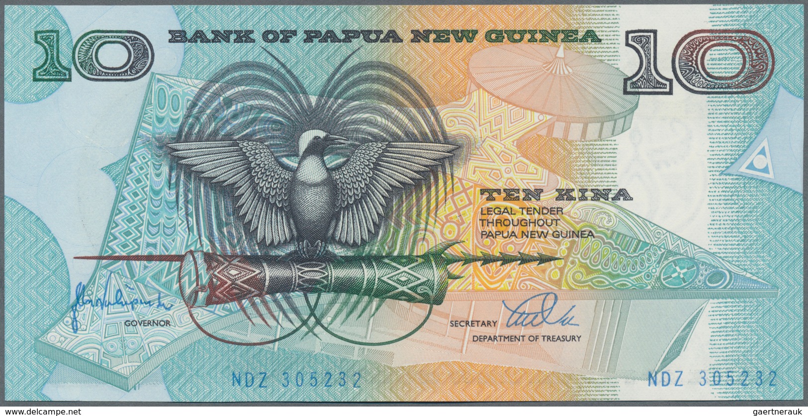 Papua New Guinea: Huge lot with 1225 banknotes comprising 100x 2 Kina P.1, 100x 2 Kina P.5a, 110 pcs