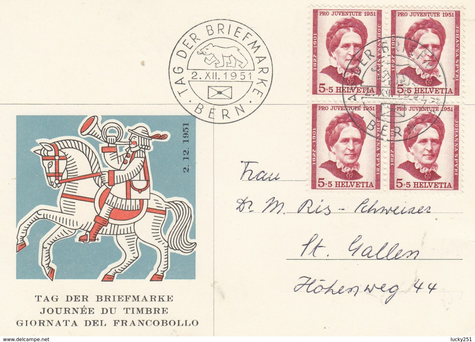 Suisse - Année 1951 - Oblt 02/12/1951 - Tag Der Biefmarke, Journée Du Timbre - Covers & Documents