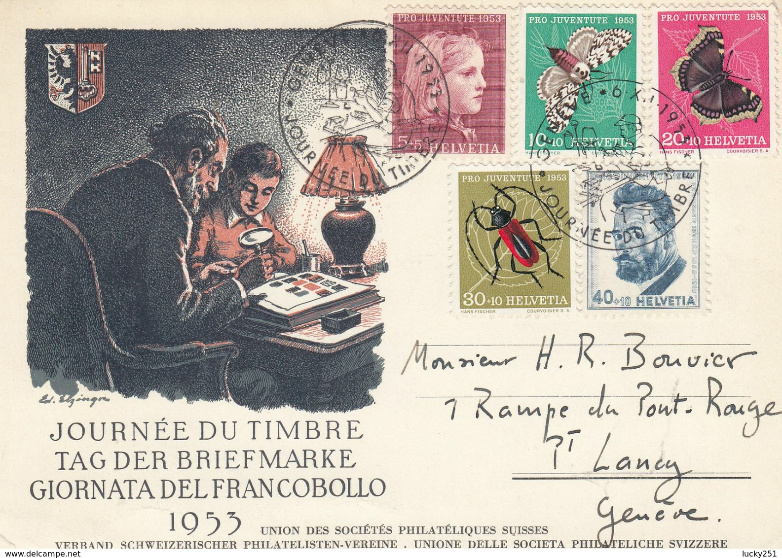 Suisse - Année 1953 - Oblt 06/12/1953 - Tag Der Biefmarke, Journée Du Timbre - Série Pro Juventute - Lettres & Documents
