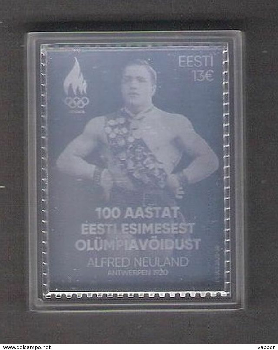 100 Years Since Estonia’s First Olympic Victory Estonia 2020 MNH Silver Stamp In A Plastic Capsule (will Send In Parcel) - Estland