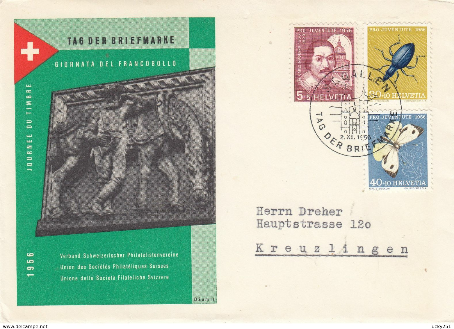 Suisse - Année 1956 - Oblt 02/12/1956 - Tag Der Biefmarke, Journée Du Timbre - - Storia Postale