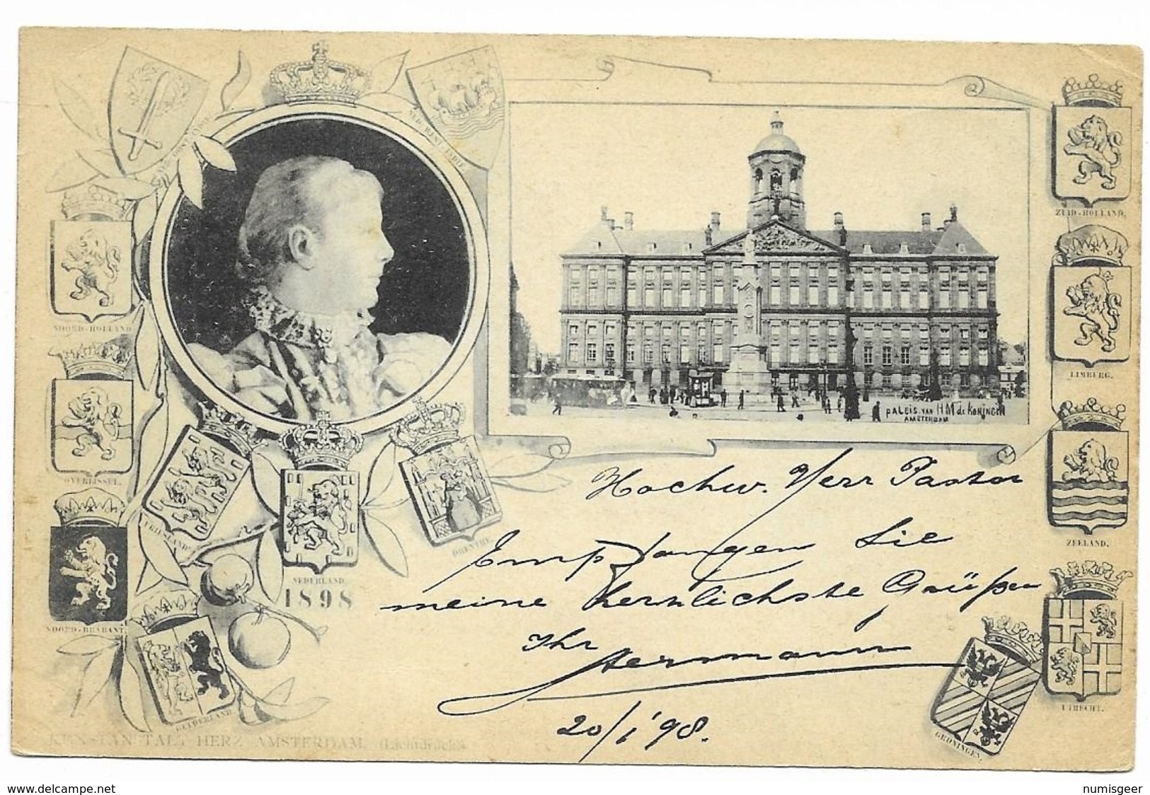 Paleis Van HM De Koningin  - Amsredam  1898   ( Cachet 1898 ) - Amsterdam