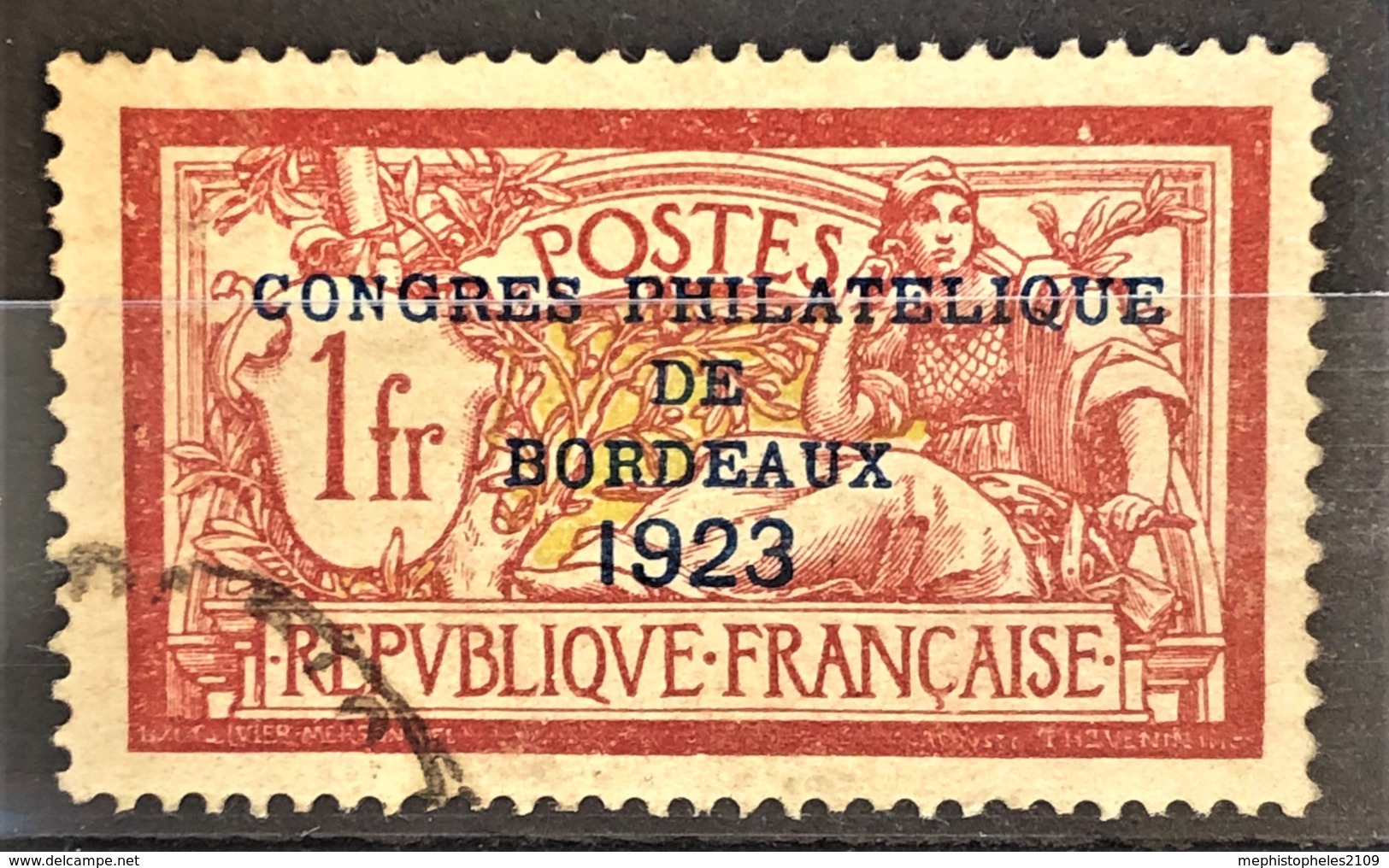 FRANCE 1923 - Canceled - YT 182 - 1F - Congrès Philatélique De Bordeaux - Oblitérés