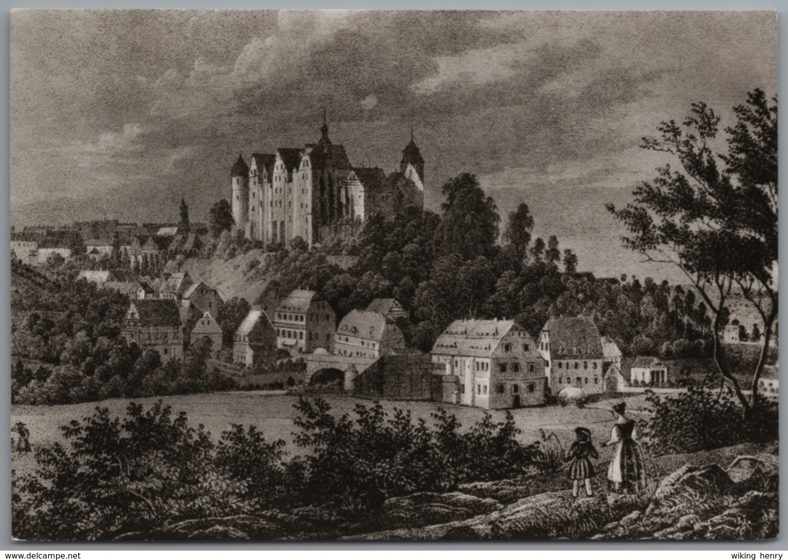 Nossen - S/w Stadtansicht Um 1830 Nach Einer Alten Lithografie - Nossen