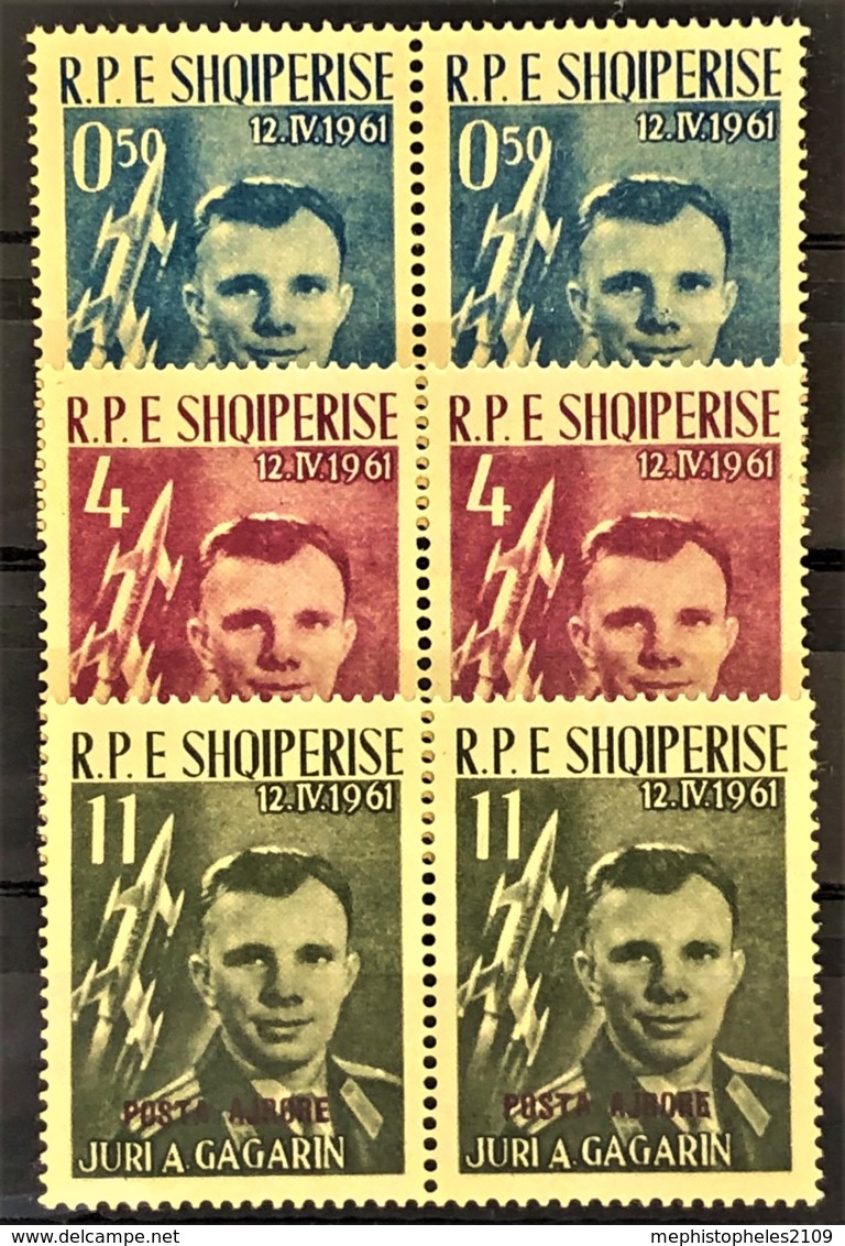 ALBANIA 1962 - MNH - Mi 647-649 - 3 Pairs! - Gagarin - Albania