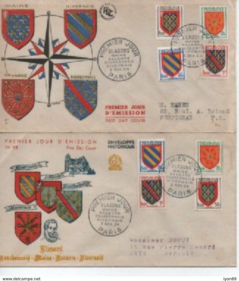 195 34     BLASONS     N° YVRT ET TELLIER 999/1004 - 1950-1959