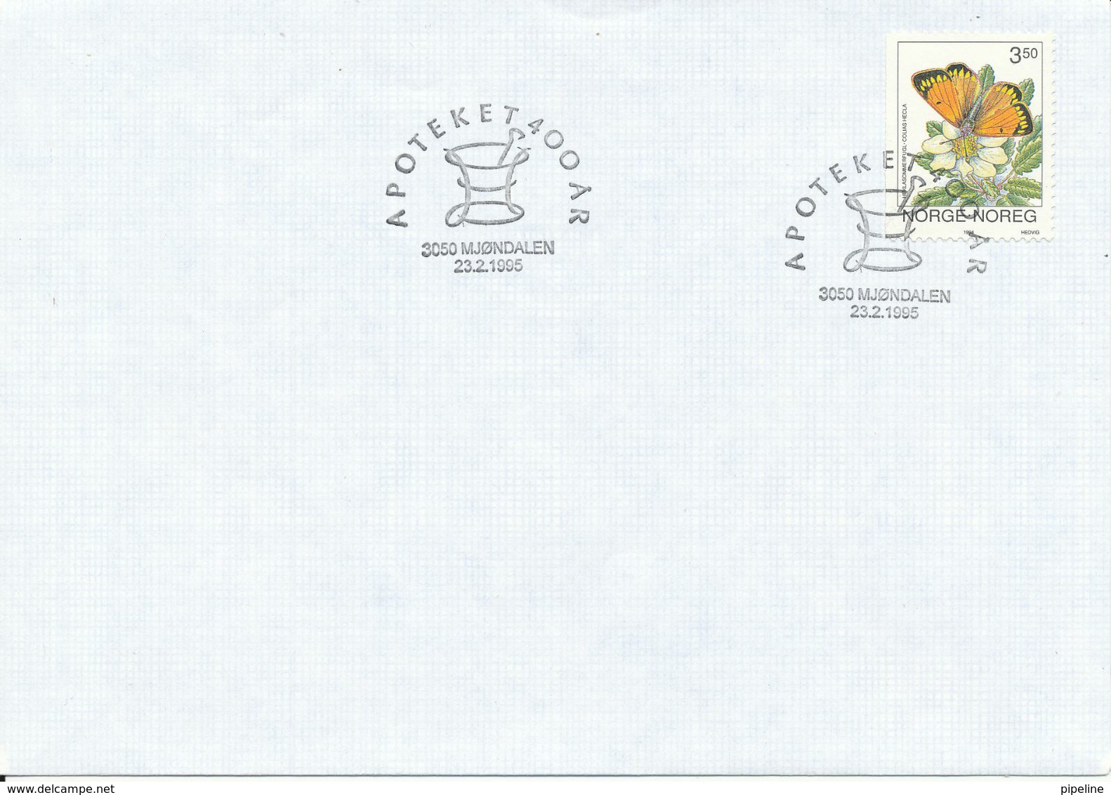 Norway Cover With Special Postmark Apoteket - Drugstore - Pharmacist 400th Anniversary Mjöndalen 23-2-1995 - Pharmacy