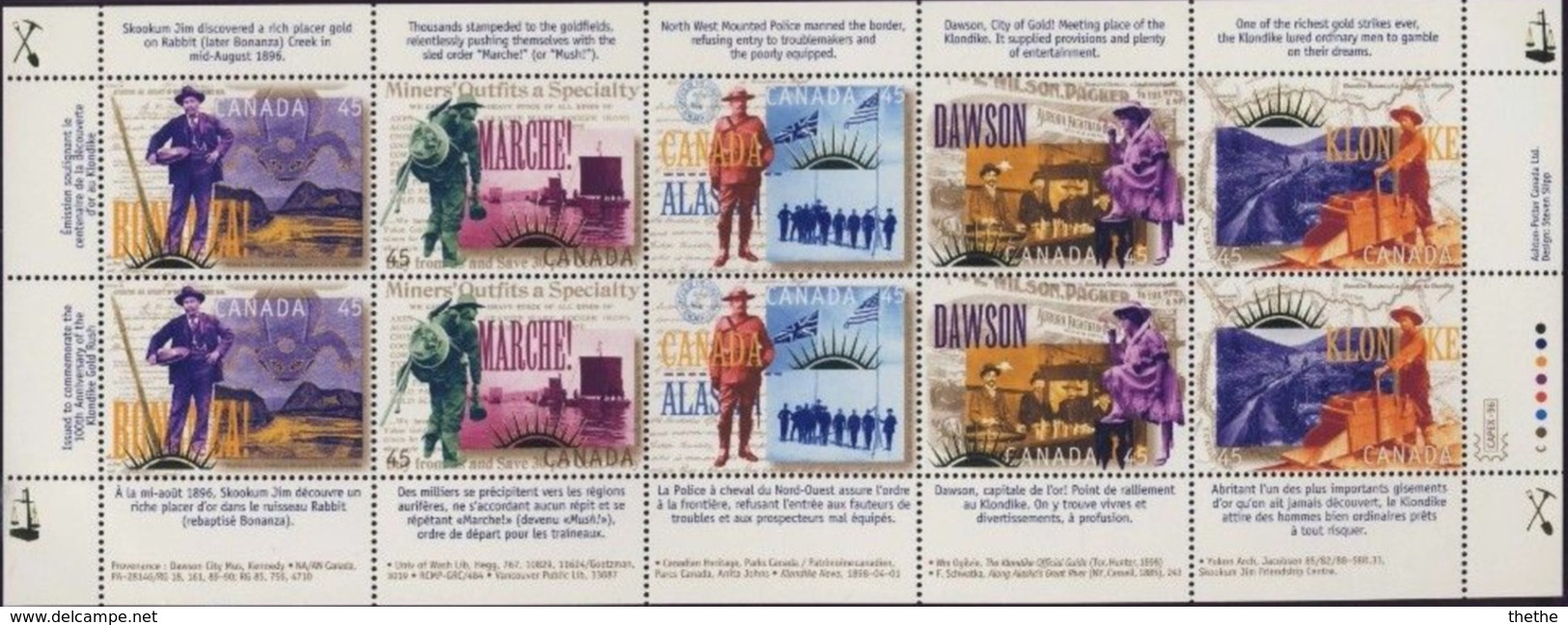 CANADA -  1996 -  BLOC RUEE VERS L'OR -  YVERT N°1463/67- NEUF - Blocks & Sheetlets