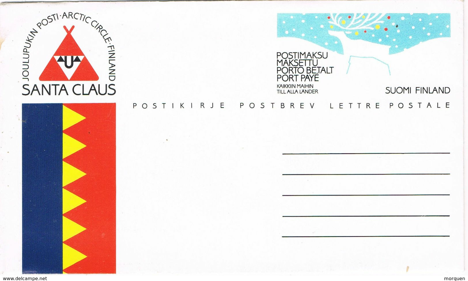 37623. Entero Postal SUOMI (Finland) P.P. Porte Pagado. SANTA CLAUS. Papa Noel Circulo Artico - Postal Stationery