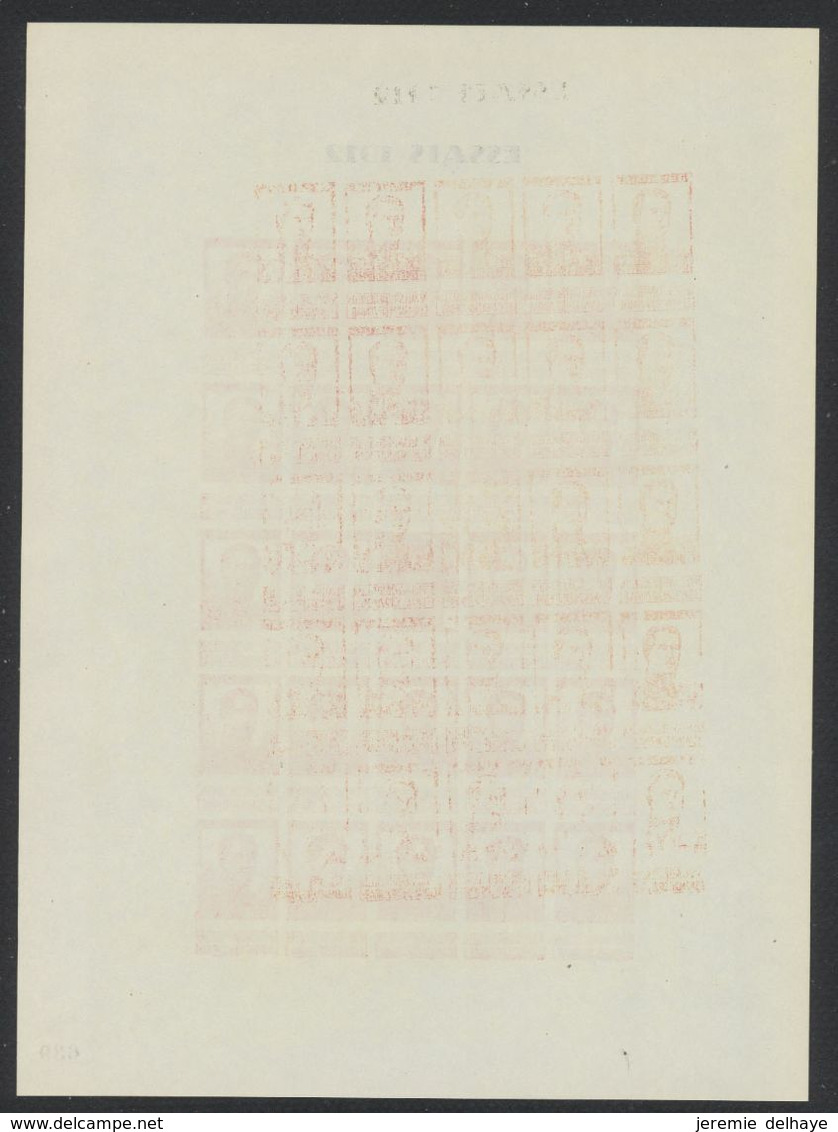 Pellens - Réimpression Privée En Petit Feuillet De 25 Effigies Type 25ctm "rouge" Dont Un Au Type Croix-rouge Sans Valeu - Proeven & Herdruk