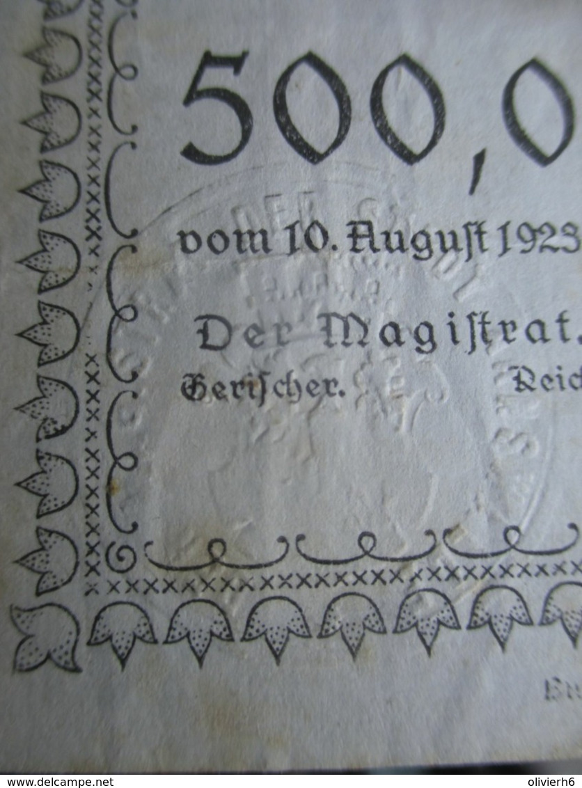 VP BON DE NéCESSITé / NOTGELD (V07) DEUTSCHLAND ( 2 Vues) ARNSWALDE - 500,000 Mark 10/08/1923 - Monetari / Di Necessità