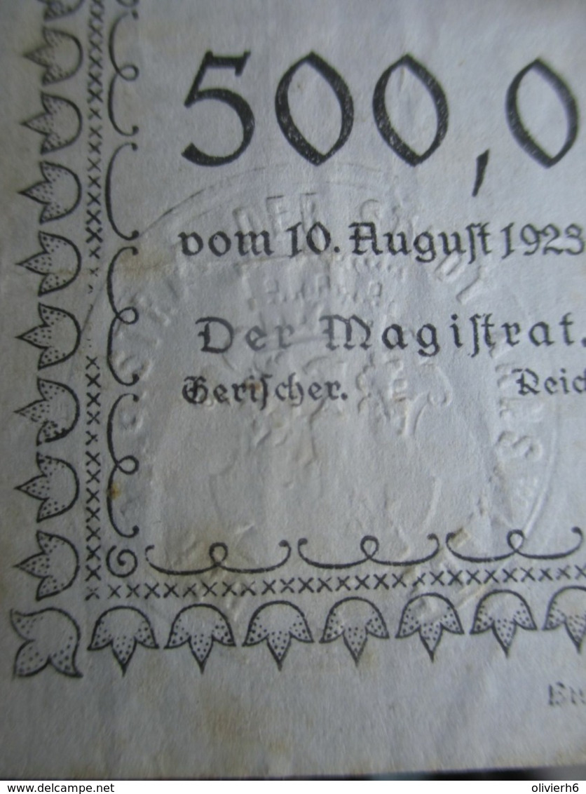 VP BON DE NéCESSITé / NOTGELD (V07) DEUTSCHLAND ( 2 Vues) ARNSWALDE - 500,000 Mark 10/08/1923 - Monetary /of Necessity