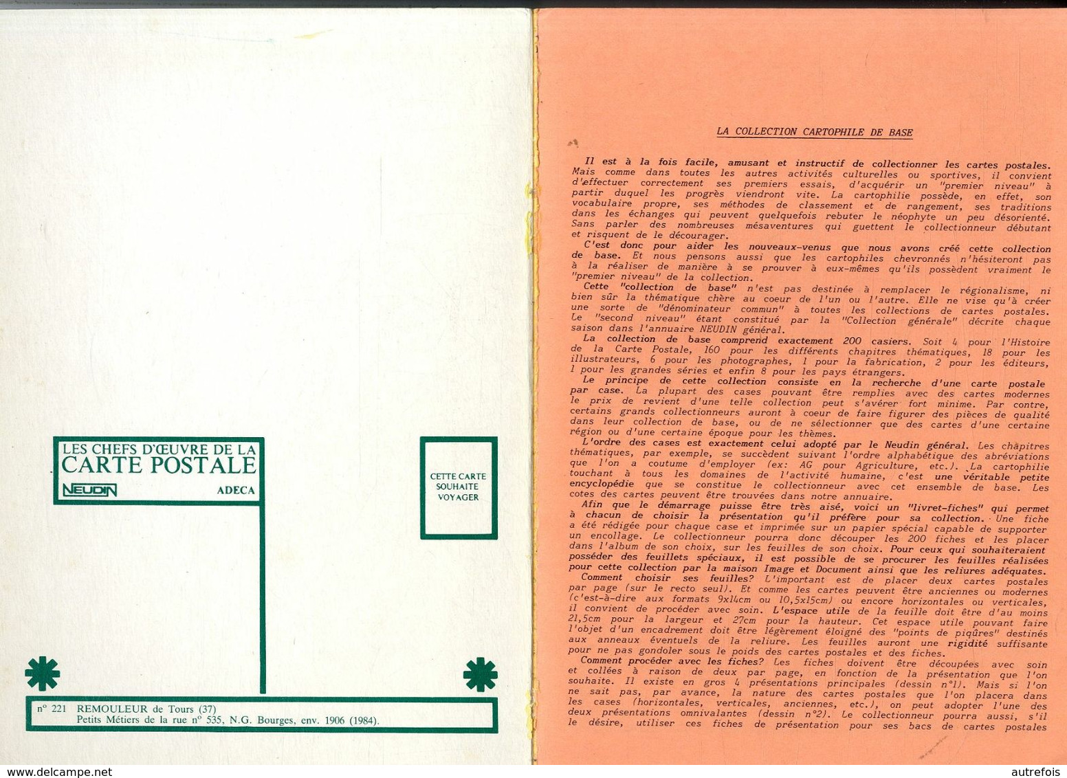 NEUDIN CARTES POSTALES  COLLECTION DE BASE 1984  -  104 PAGES  FICHES PRATIQUES POUR CONNAITRE LES THEMES - Bücher & Kataloge