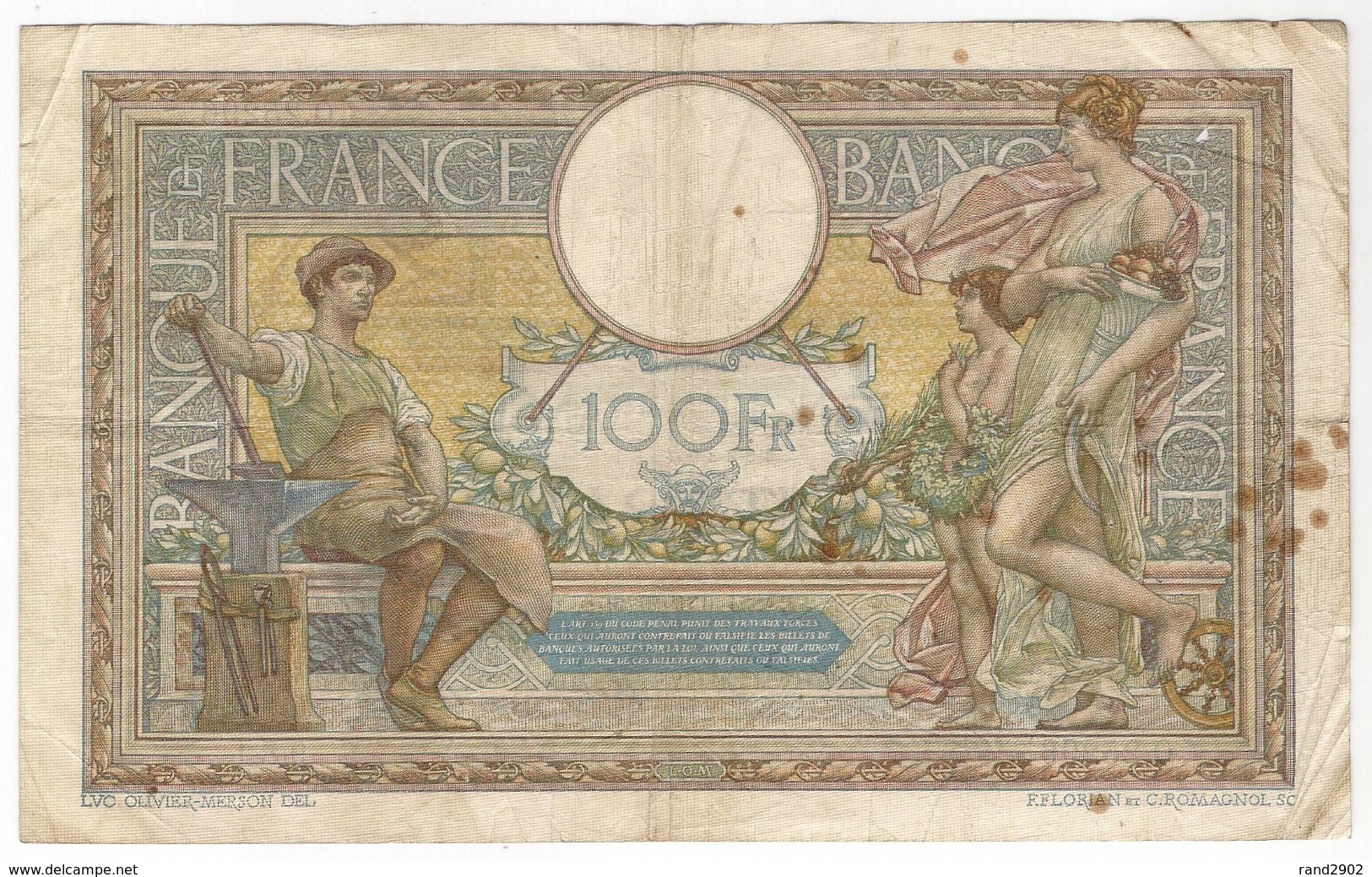 France 100 Francs 1929 P-78 /016B/ - Zonder Classificatie