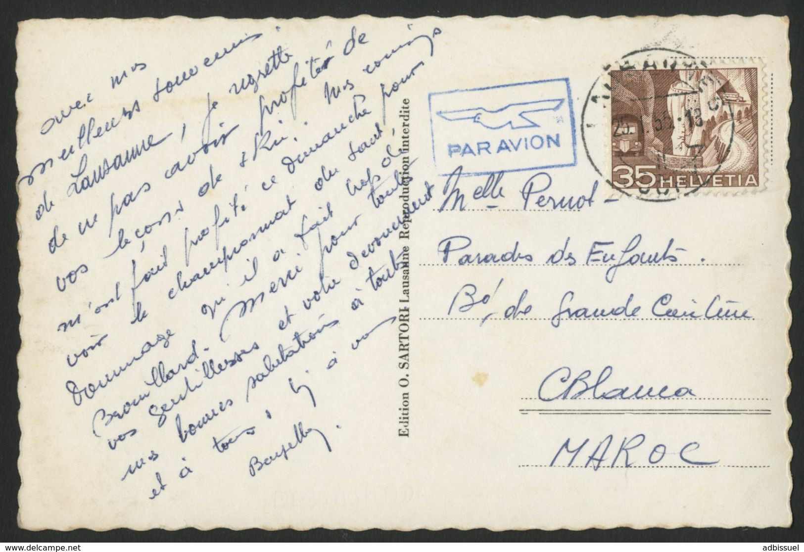 CARTE PAR AVION POUR LE MAROC (voir Description) - Postmark Collection