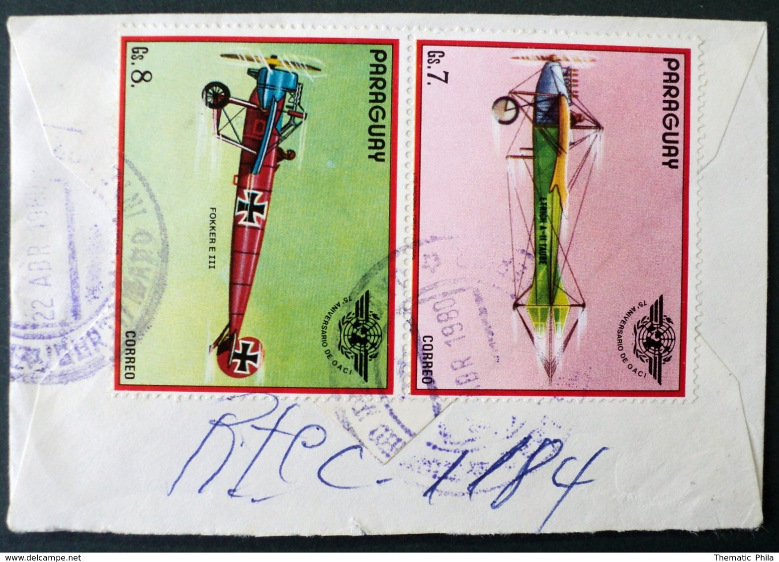 1980 Paraguay Circulated Recommended Cover - Aircraft Aircrafts Aviation Avion Plane Planes Flugzeug - Paraguay