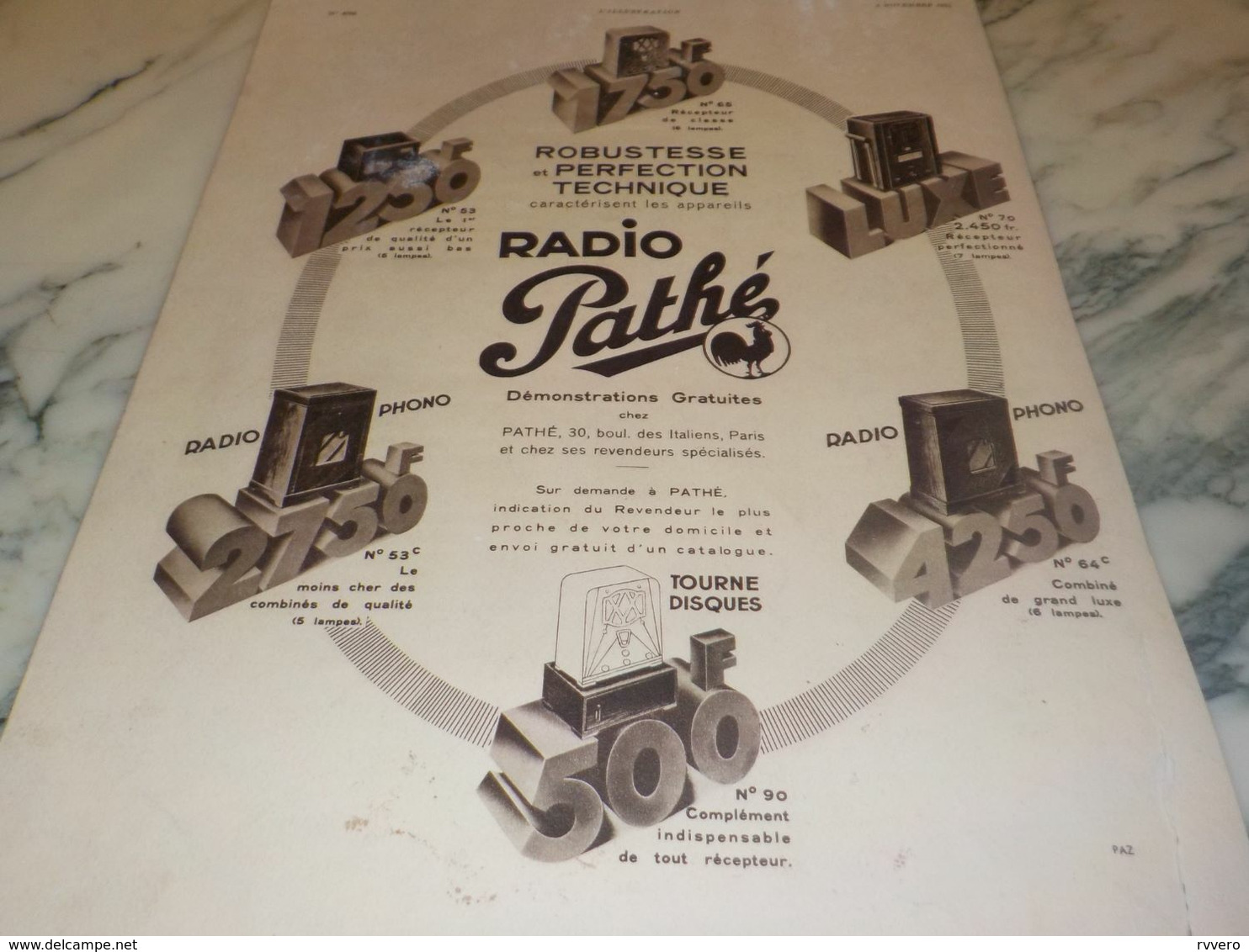 ANCIENNE PUBLICITE  RADIO PATHE  1934 - Autres & Non Classés