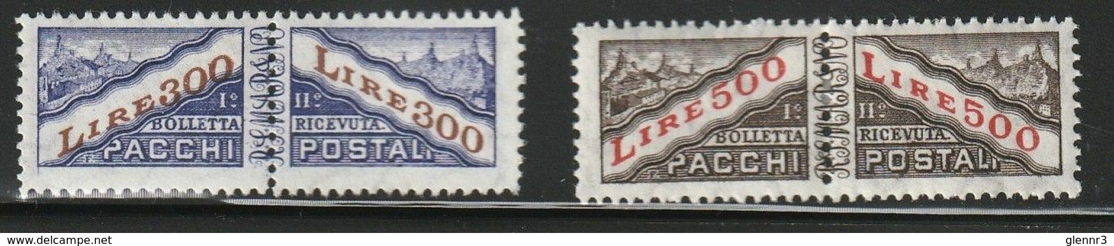 SAN MARINO 1960-1961 Parcel Post; Scott No(s). Q40-Q41 MH Pairs - Colis Postaux