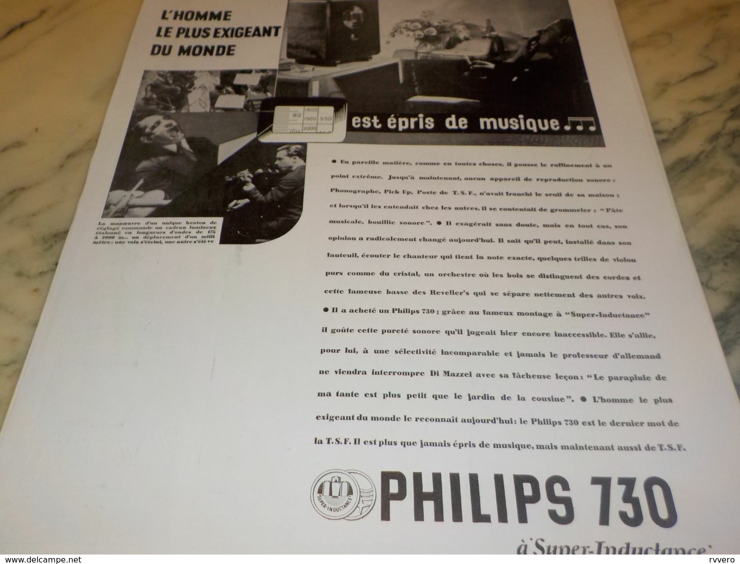 ANCIENNE PUBLICITE  TSF  PHILIPS 730 1932 - Altri & Non Classificati