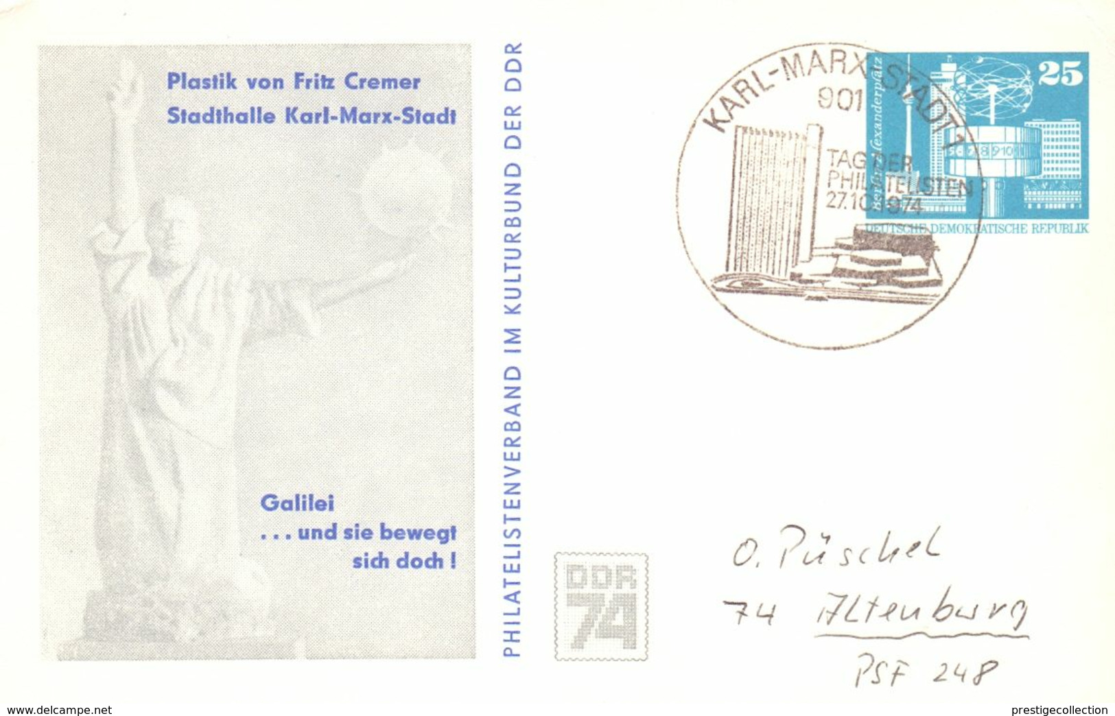 DDR KARL MARX 1974 STATIONERY POST CARD SPECIAL POSTMARK  (SETT200198) - Karl Marx