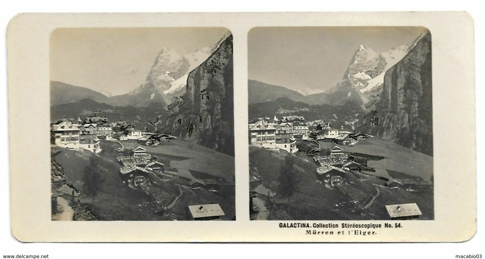 Suisse - Mürren : Mürren Et L'Eiger Carte Stéréo N°54 Publicité Du Lait "GALACTINA" Réf 8106 - Mürren