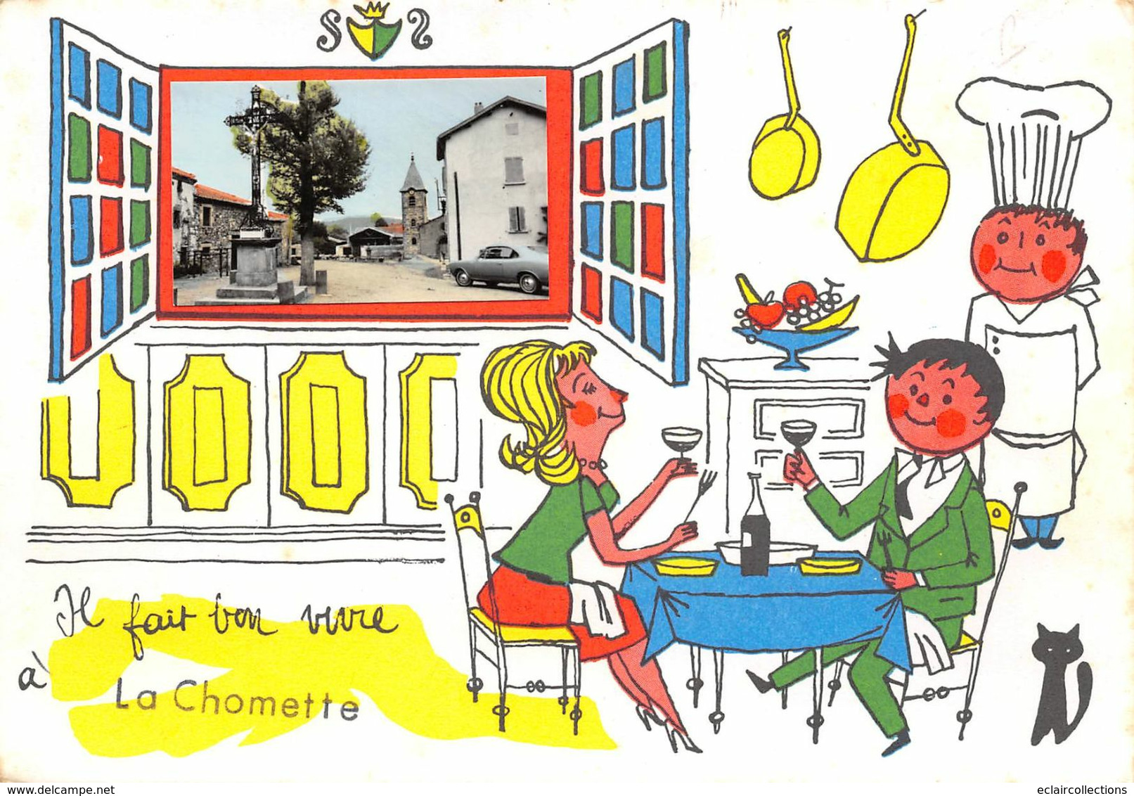 La Chomette         43      Vignette Photo De La Place  Sur Carte Humoristique. Il Fait Bon Vivre 10x15  (voir Scan) - Otros & Sin Clasificación