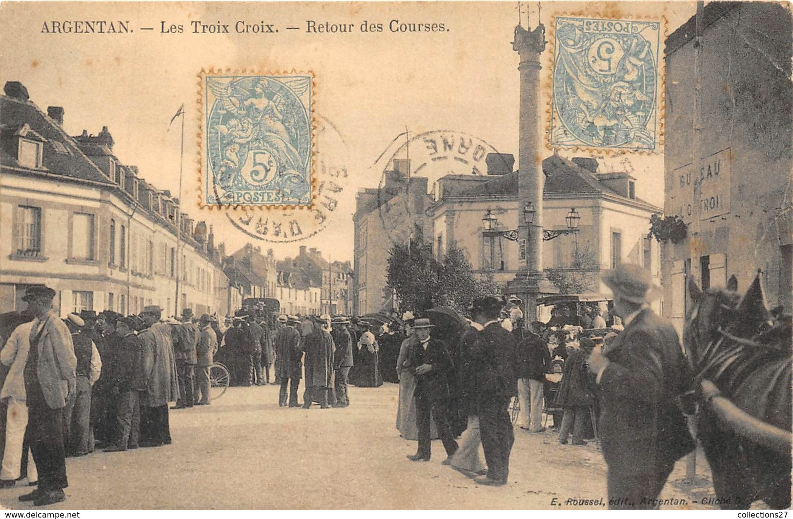 61-ARGENTAN- LES TROIX CROIX- RETOUR DES COURSES - Argentan