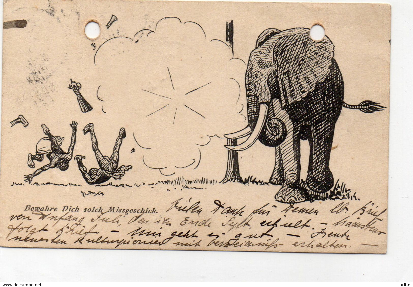 DC3620- Deutsch-Ostafrika Lindi Elefant Neujahr "Bewahre Dich Solch Missgeschick" Jagt Kolonie Lindi Bay Afrika - Tansania