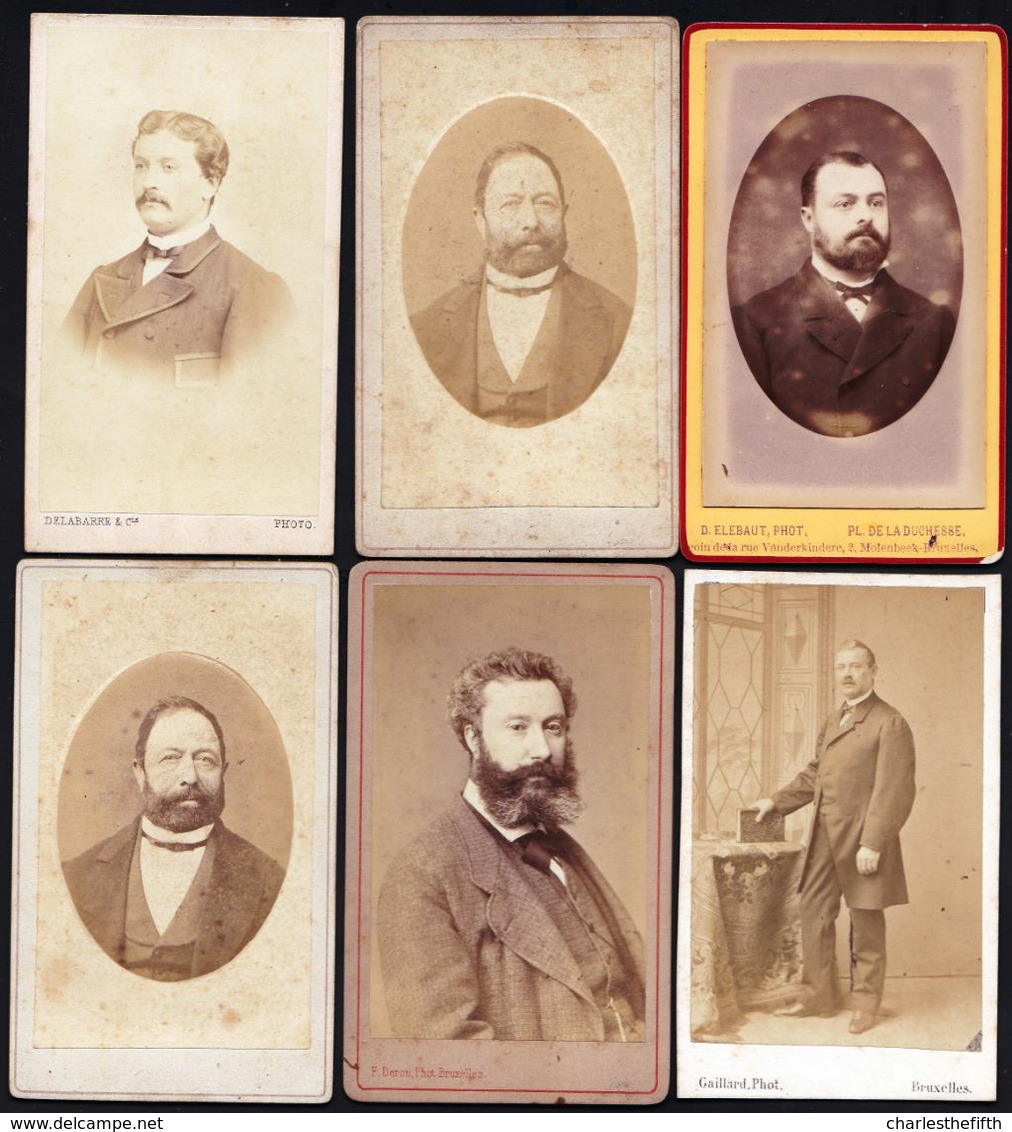 6 X PHOTO CDV FIN 1800 - HOMMES RICHES AVEC BARBE OU MOUSTACHE - Photographes De Bruxelles - Beard - Mustache - Oud (voor 1900)