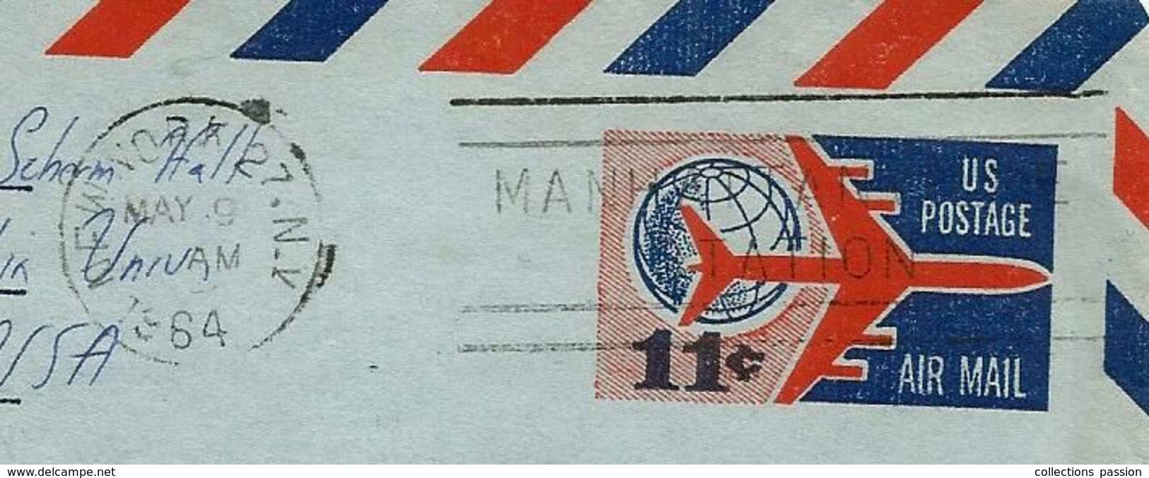 JC , Aerogramme , Entier Postal , Etats Unis , NEW YORK , 1964 , US Postage , Air Mail - 1961-80