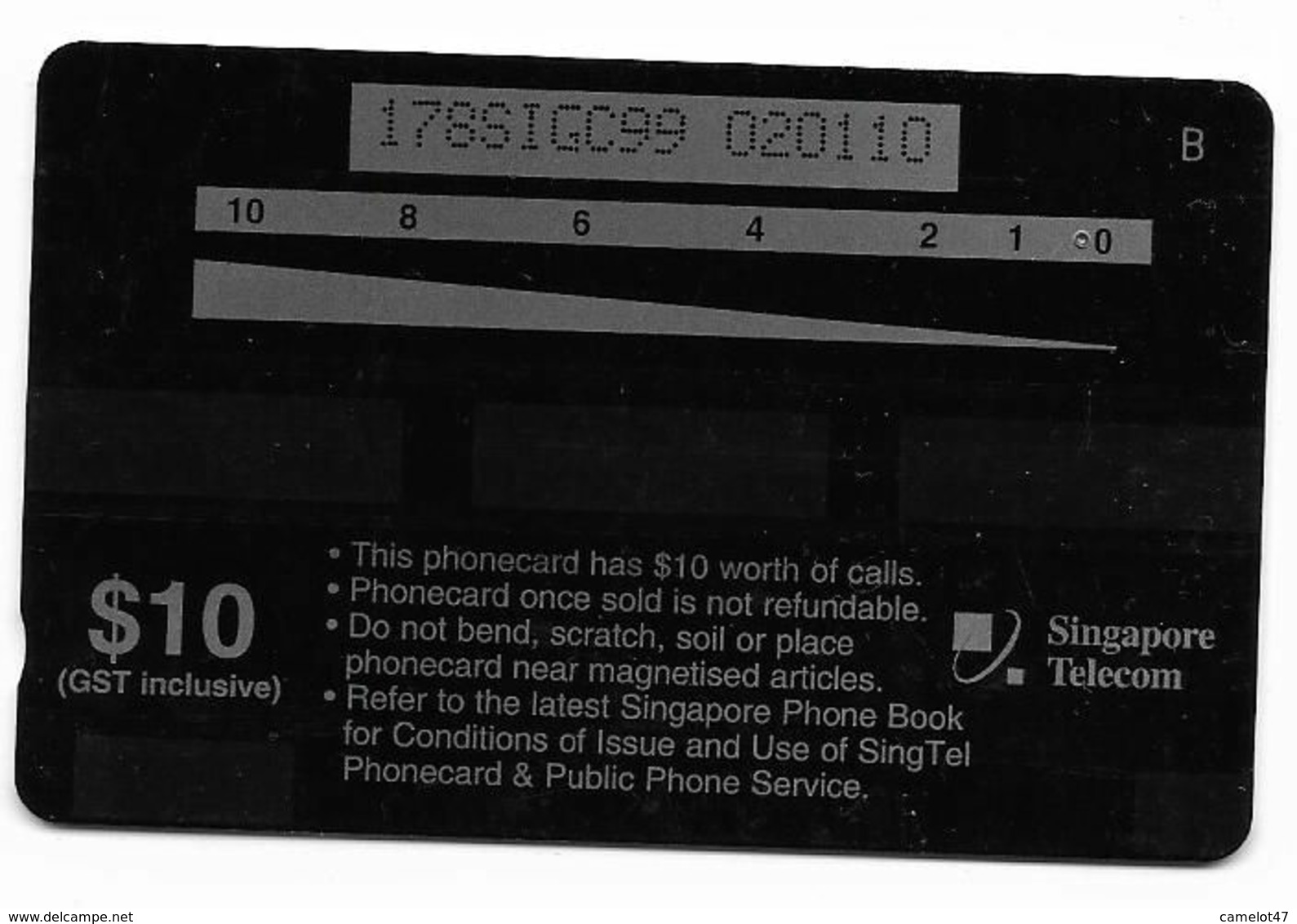 Singapore, First Satellite Launched On 1998, $10 Used Phone Card # Singtel-2 - Espace