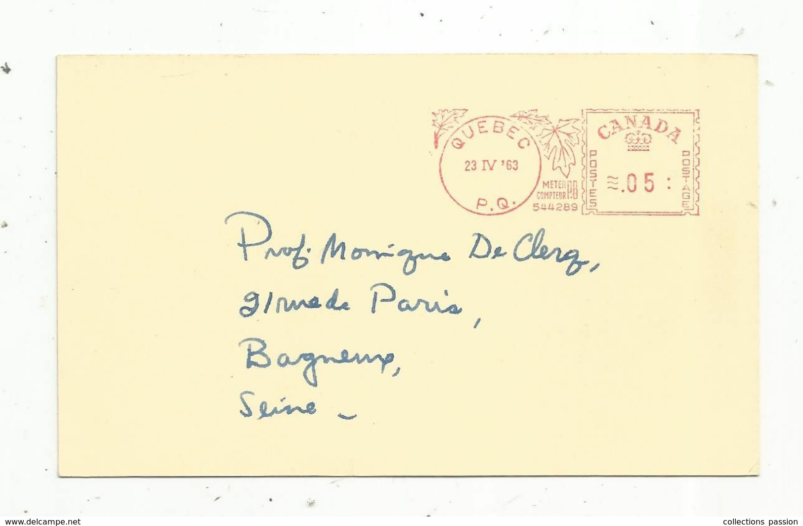 JC , EMA , CANADA , QUEBEC , P.Q , 1963 , Département De Biochimie , Faculté De Médecine , Université Laval - Andere & Zonder Classificatie