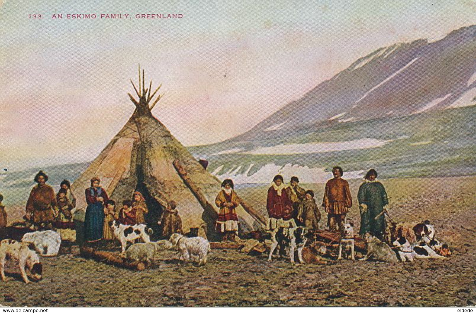 An Eskilo Family Greenland . Groenland .  . Chien Traineaux . Sledge Dogs. - Groenland