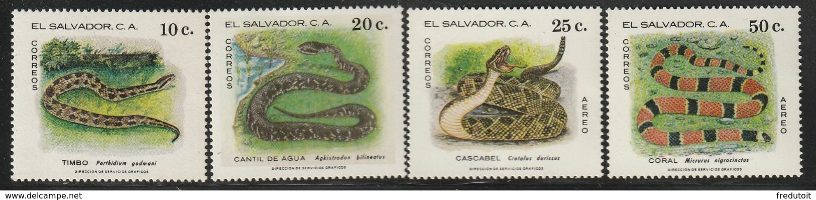 SALVADOR - N°877/8+PA ** (1980) Serpents - El Salvador