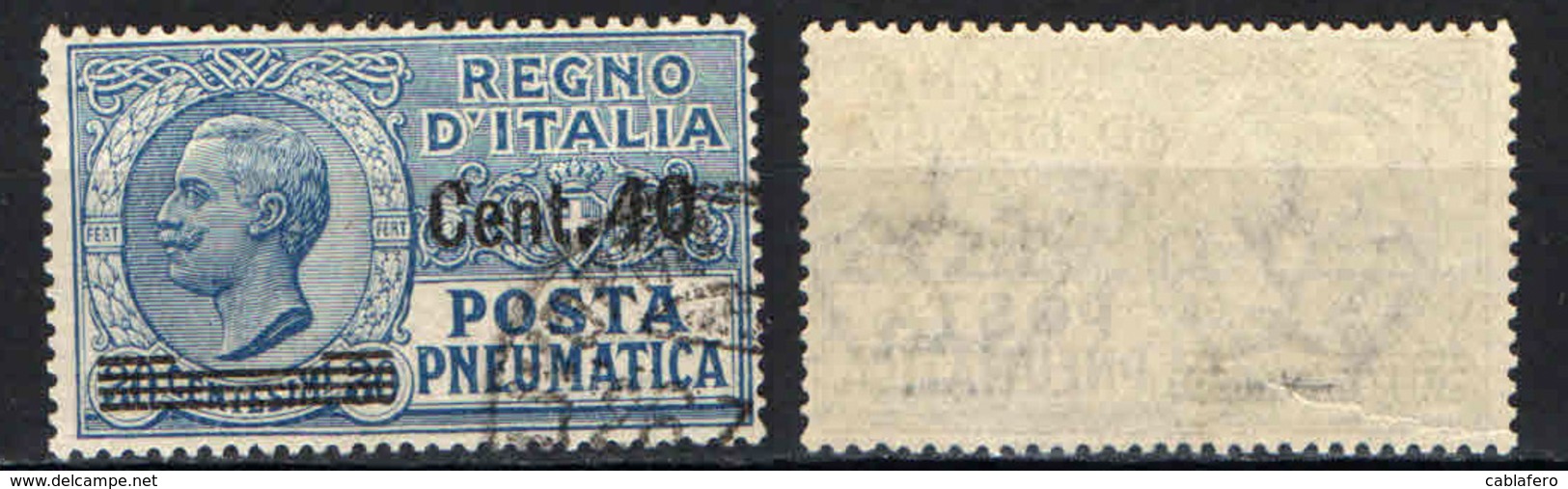 ITALIA REGNO - 1925 - POSTA PNEUMATICA - EFFIGIE DEL RE VITTORIO EMANUELE III - SOVRASTAMPATO 40 CENT SU 30 - USATO - Pneumatic Mail