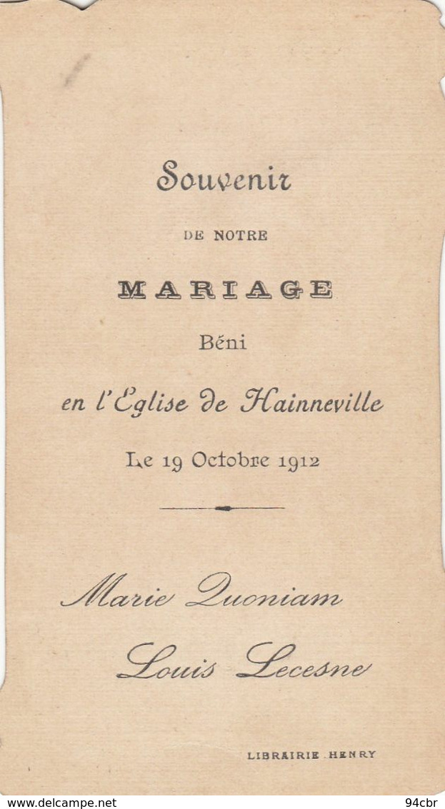 (image Relgieuse ) Souvenir De Notre Mariage Eglise De Hainneville  (b Bur) Louis Lecesne - Imágenes Religiosas