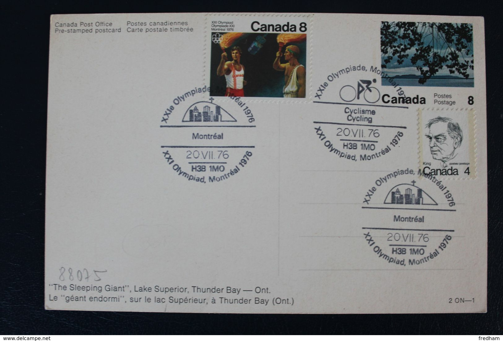 CANADA 1976 CARTE POSTALE ILLUSTREE XXIe OLYMPIADES MONTREAL DIFFERENTS CACHETS COMMEMORATIFS - Post Office Cards