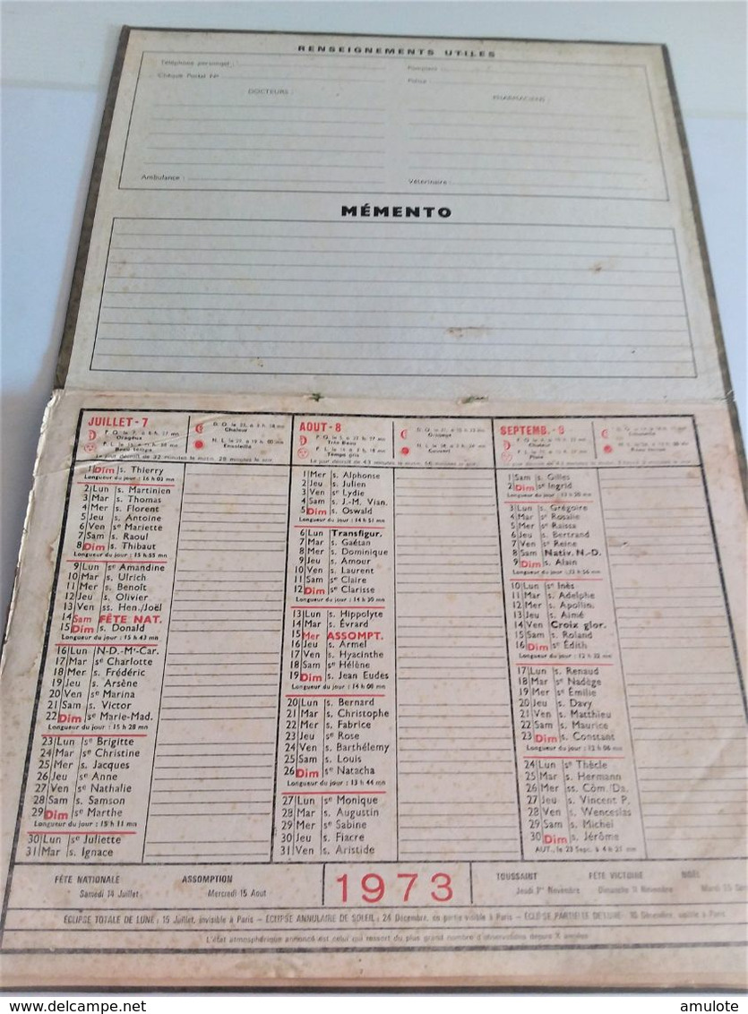 3 X   double calendrier Oller Almanach des PTT 1971/1972/1973