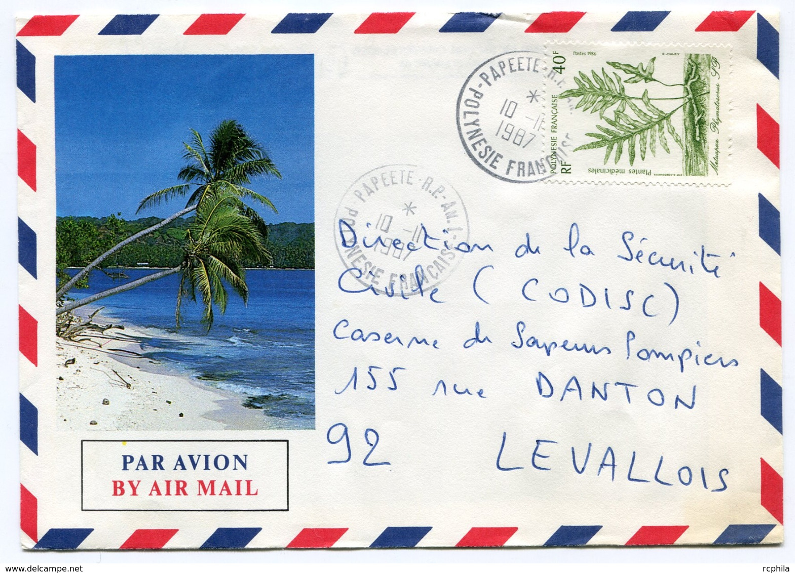 RC 18496 POLYNESIE 1987 LETTRE DE PAPEETE RP AN 1 ( ANNEXE 1 ) POUR LA FRANCE - TB - Storia Postale